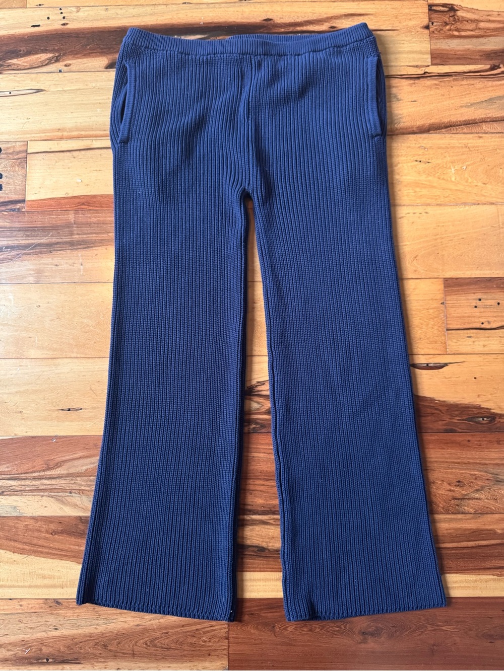 VWOOLLO Viral Women’s Navy Blue Ribbed Heavy Knit Pants Lounge/Brunchcore NWT XL